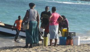 Fishermen selling their catch
